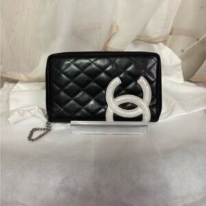 CHANEL Black Quilted Clutch/Wallet with Iconic CC Logo